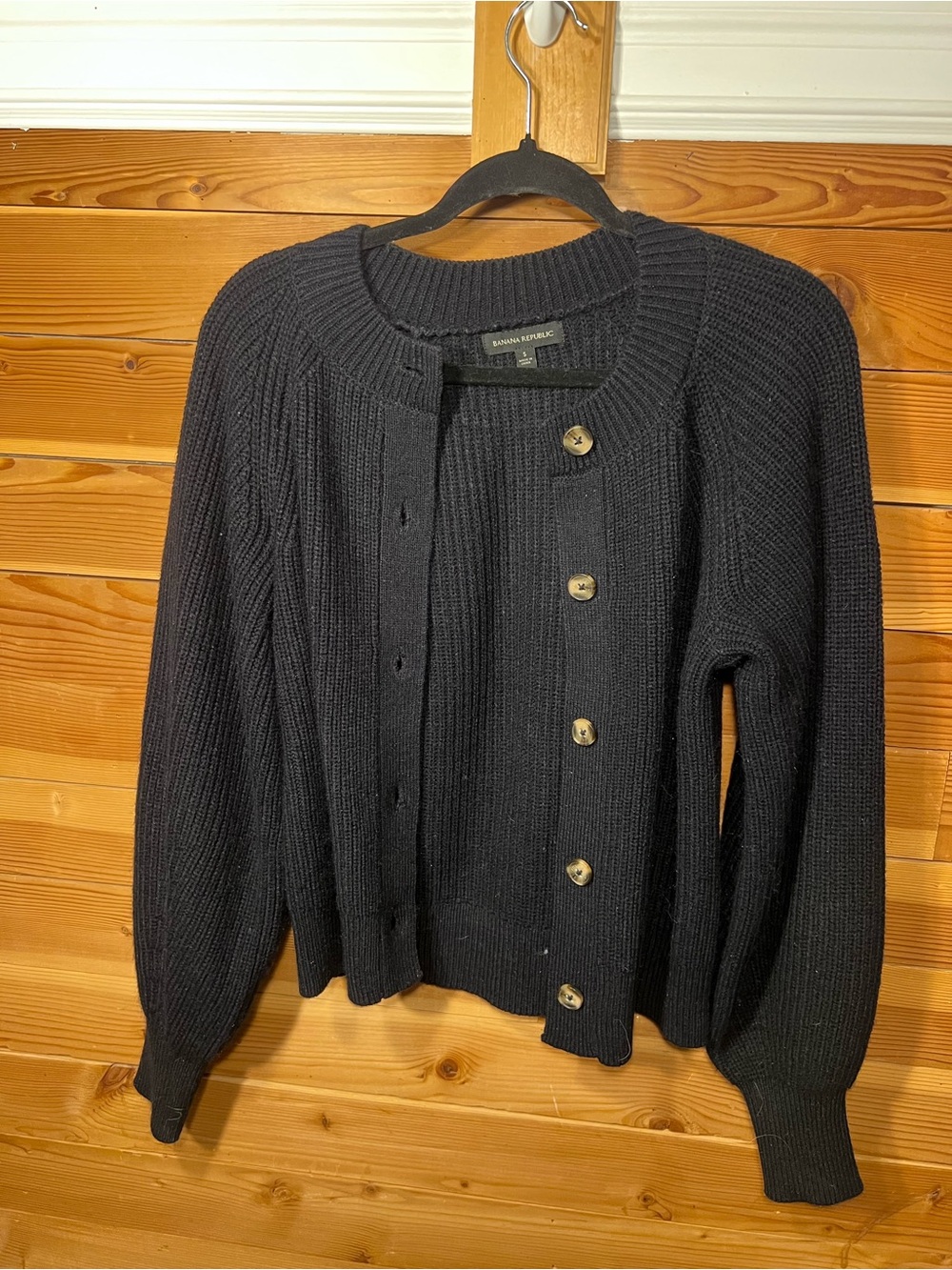 Banana Republic Women’s S Black Ribbed Button-Front Sweater